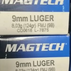 Magtech,  9mm Luger ( 9x19) , 8,03g / 124gr FMJ, (9B), 50 kpl (vain nouto myymälästä)